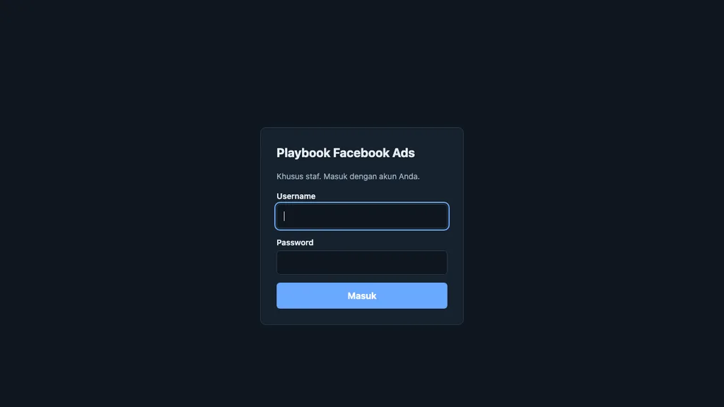 Tampilan Playbook Facebook Ads